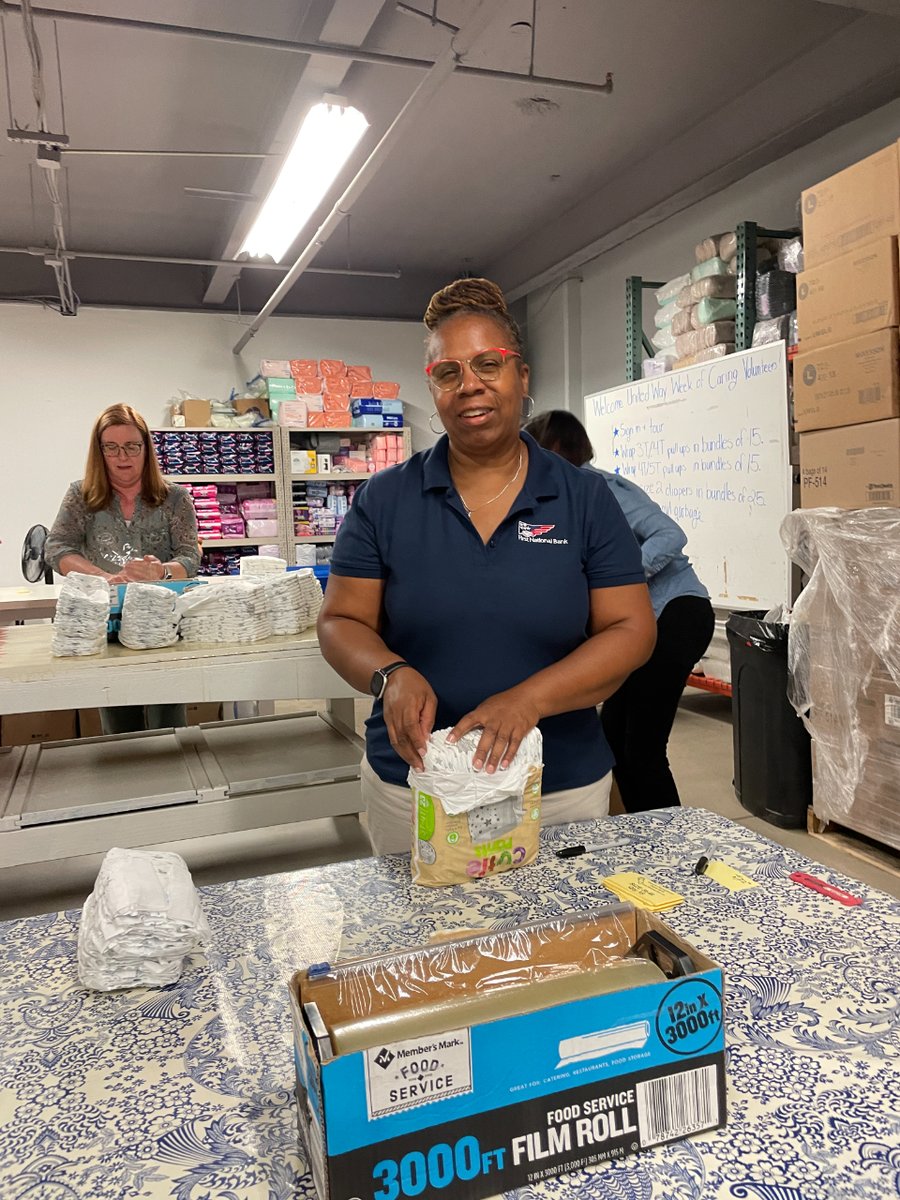 wpa_diaperbank's tweet photo. Thank you @unitedwaySWPA #WeekofCaring volunteers. This lovely group of volunteers wrapped 3,800 pull-ups while they were here. We greatly appreciate all your hard work wrapping pull-ups, so we can continue to supply them to families in need in our area.
#ChangeMakersUnite https://t.co/znrbF9G2is
