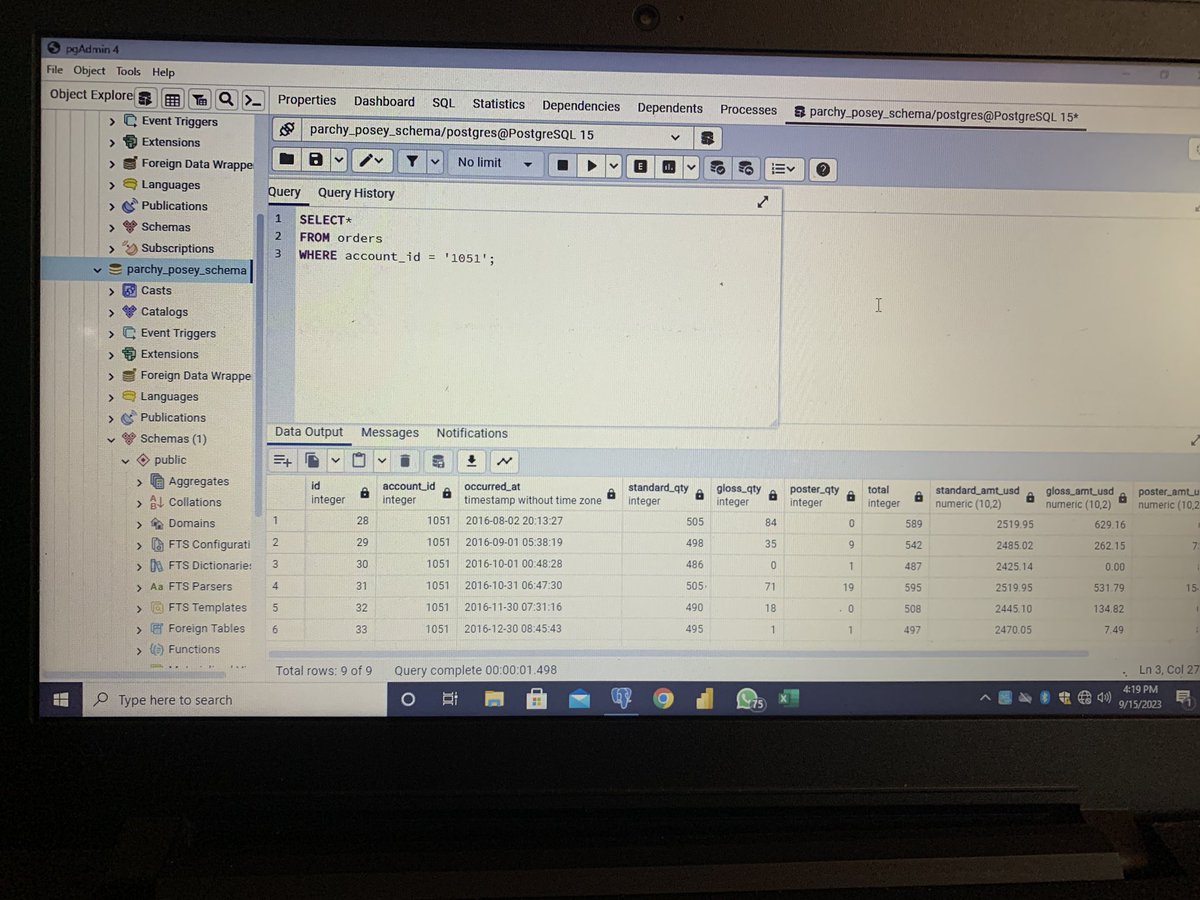 OlaideOkedele's tweet image. Day 12:
Filtering data - Write an SQL query to retrieve orders made by a specific customer.
#SQL #DataQuerying #SqlFiltering #20dayswithdata,#hertechtrail,#HTTDataChallenge
@phaibooboo,@ImaNjokko @vicSomadina