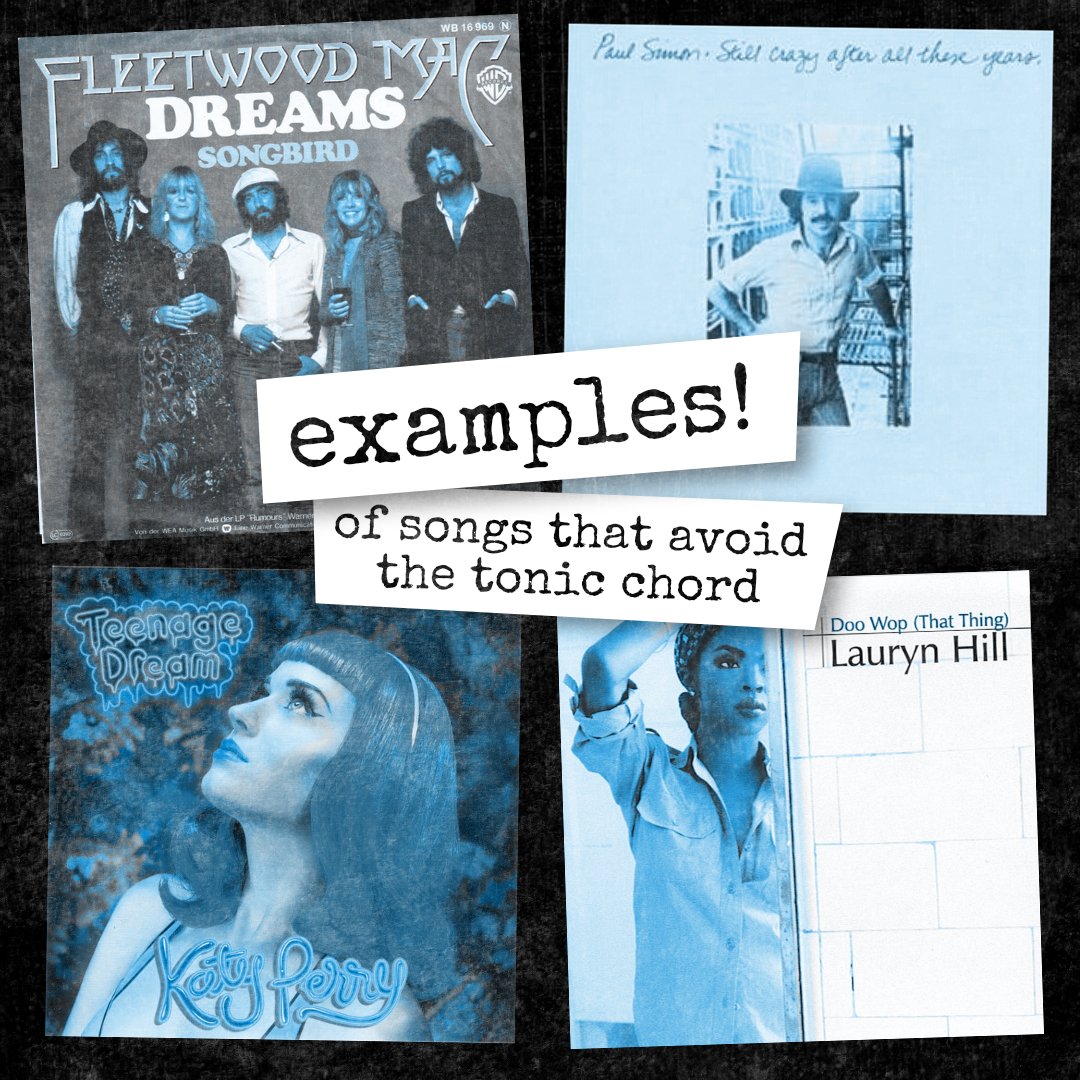 FAWM's tweet photo. Write a song that stays away from the tonic chord (aka root/home/“I” chord) for a while (or altogether!)
Ex: “Dreams” (Fleetwood Mac), “I Do It For Your Love” (Paul Simon), “Teenage Dream” (Katy Perry), “Doo Wop” (Lauren Hill)
Tag it #avoidthetonic at https://t.co/mb1Exkob6f! https://t.co/391cMJWug1