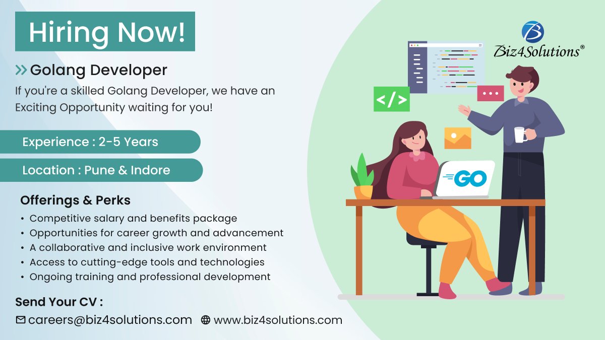 Biz4Solutions's tweet image. Hiring Now! We're seeking talented Golang Developers! Join Us and power up your coding career!
#job #golangdeveloper #vacancy #hiredevelopers