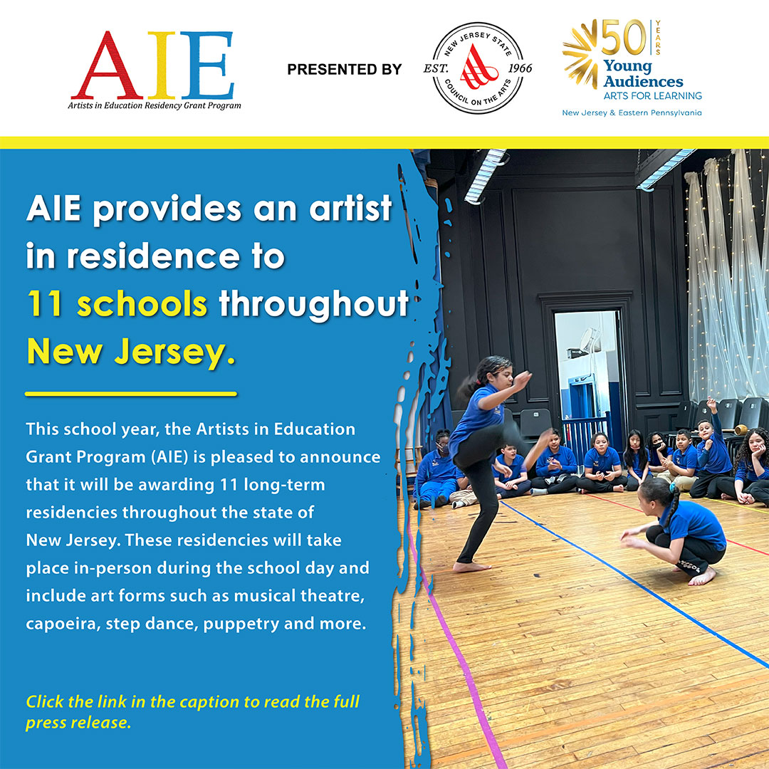 (AIE) is pleased to announce that 11 schools throughout the state of New Jersey have been awarded long-term residencies programs for the 2023–2024 fiscal year. Click the link below to learn more. yanjep.org/news-and-event… #AIEGrantProgram #AIE #Arts4Learning #ArtsEducation