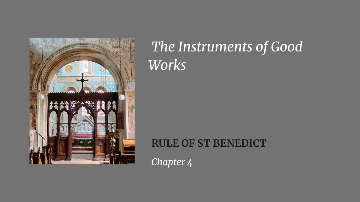 The Instruments of Good Works continued...
Not to return evil for evil. 
To injure no-one, but to bear patiently that done to oneself.

Malum pro malo non reddere.
Iniuriam non facere, sed et factas patienter sufferre.