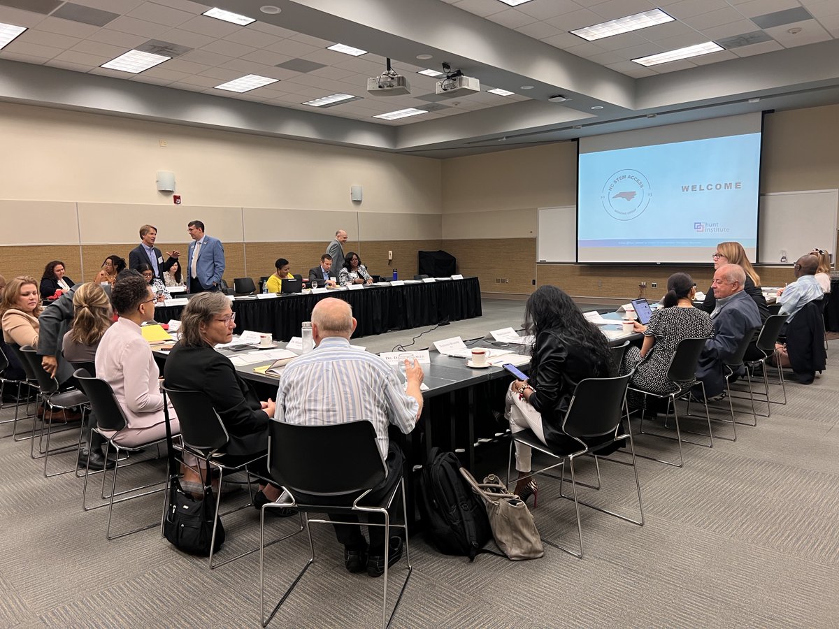 Hunt_Institute's tweet photo. Welcome to the first meeting of the North Carolina STEM Access Working Group! The working group will study current challenges and opportunities and make recommendations for policy and practice that will serve all students in North Carolina. Stay tuned for updates! #NCSTEMAccess https://t.co/Jpoo4d7oC1