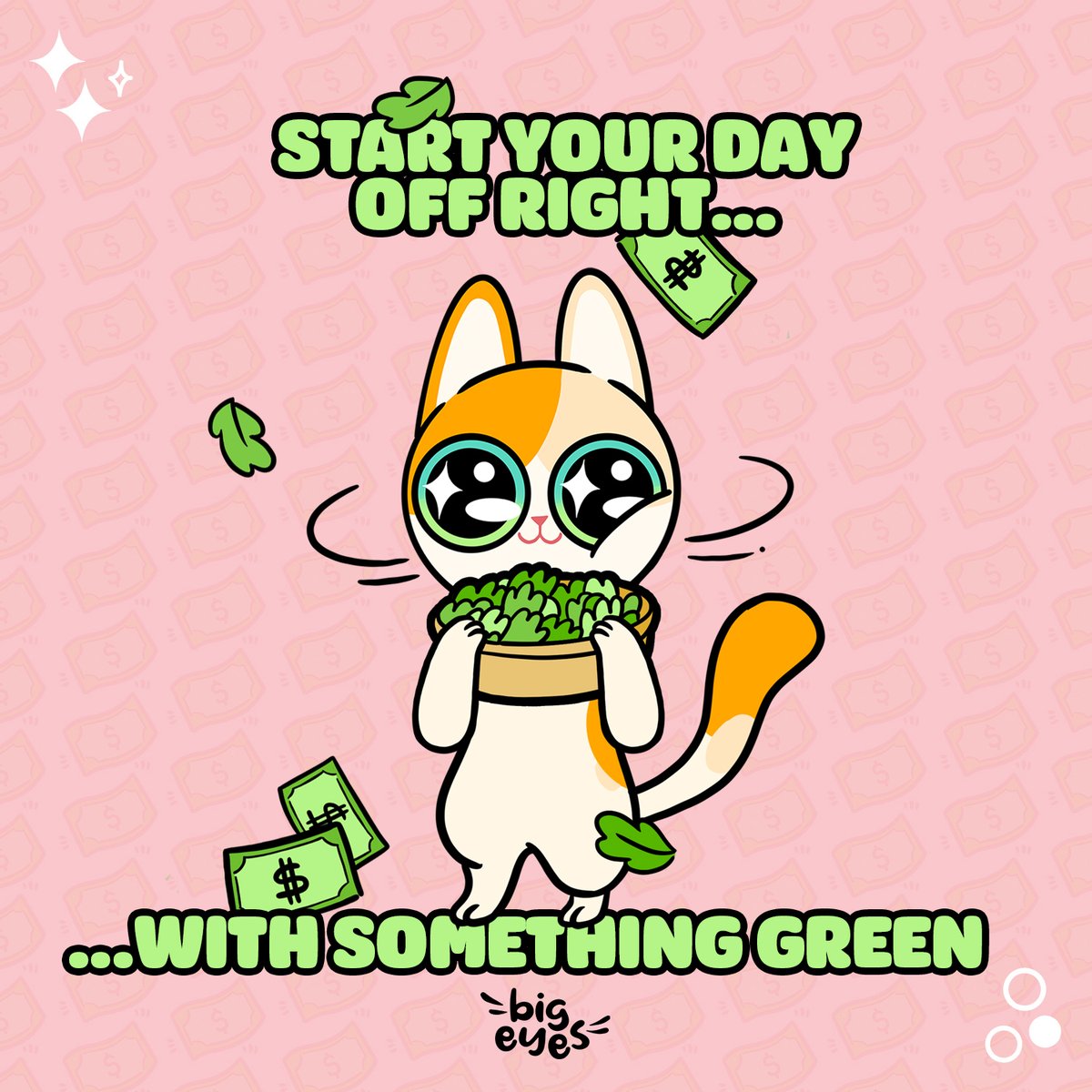 Meowning Cute Cats!😻 Start your #Sunday with something Green!💵 💹Get $BIGINF: buy1.bigeyes.space