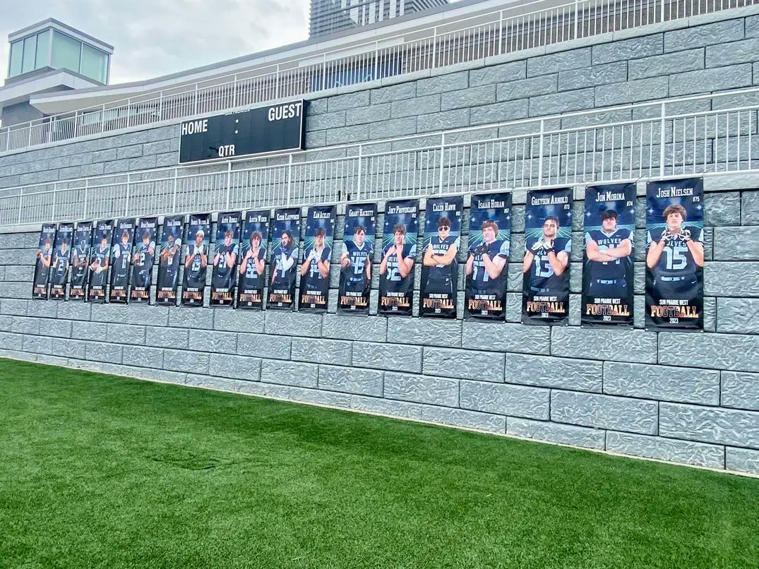 WestWolvesFB's tweet photo. It's Game Day!
Banners are hung, put on your blue and grab that Howl Towel! Let's gill Bank of Sun Prairie Stadium and cheer on our Wolves!
#BorderBlitz tailgate 5-630pm
Kickoff vs. @SunPrairieFB at 7pm! https://t.co/3LprQwFWsf