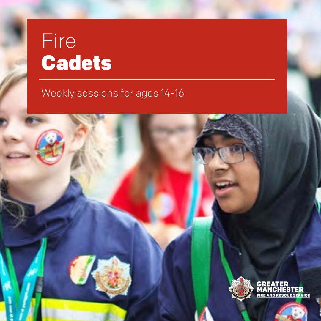 manchesterfire's tweet photo. Do you know a young person aged 14-16 who would like to join our brand new Cadets scheme?
We've got weekly sessions at #Wythenshawe (Mondays) #Bury (Tuesdays) #Eccles (Wednesdays) #Bolton (Thursdays) 5-7pm.
Email futureheroes@manchesterfire.gov.uk for our sign up form.
Cadets gives young people a chance to work with us and take part in
🔥 Firefighting techniques
✊ Youth social action activities
🩹 Basic first aid
⛑ Fire safety in the home
💰 Fundraising efforts
🚒 Supporting us at local events