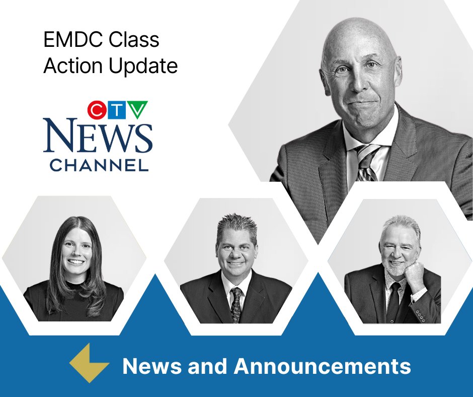 McKenzieLakeLaw's tweet photo. The Elgin-Middlesex Detention Centre Class Actions are closer to a decision with respect to their Settlement. Lawyers Mike Peerless, Kevin Egan, Matt Baer, and Chelsea Smith were interviewed by CTV News following the Settlement Approval Hearing. https://t.co/399UgZMpL3 https://t.co/ZNHFIWsAUr