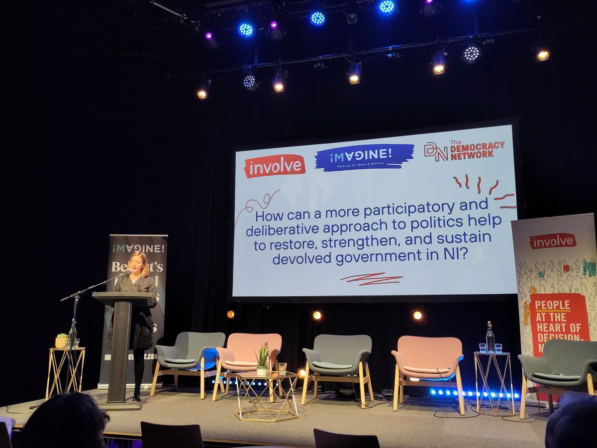 .<a href="/involveUK/">involve</a>'s <a href="/rebekahmccabe_/">Rebekah Mc Cabe</a> kicking off #democracyday event at Crescent Arts Centre, looking forward to discussion! Still few seats if you're in the area, we'll be here til 6pm <a href="/ImagineBelfast/">¡MAGINE!</a>