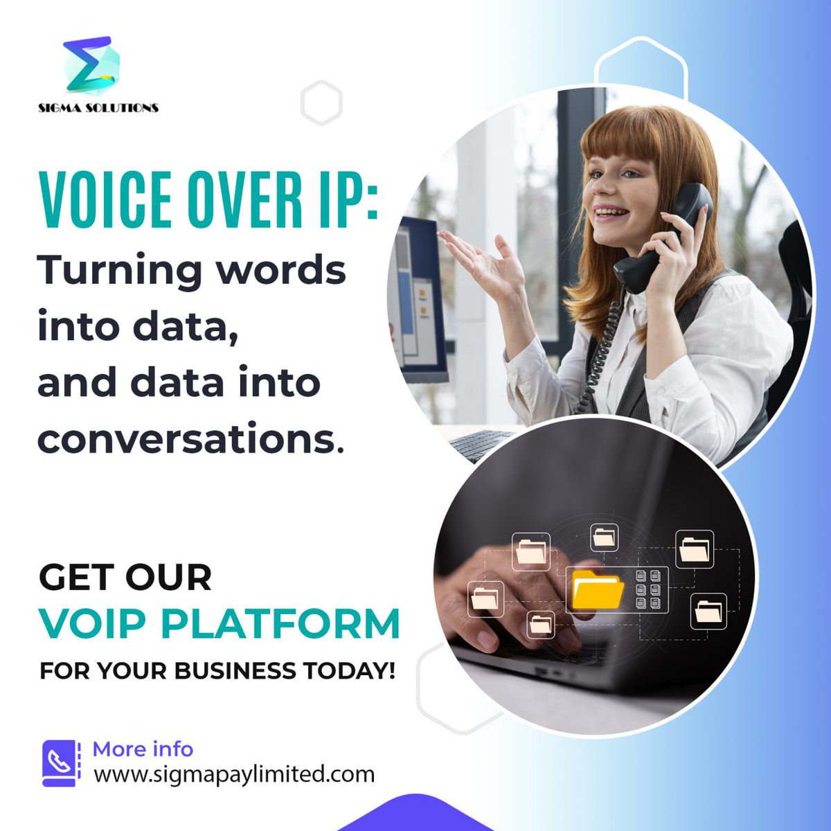 sigma_pay's tweet image. Experience the future of business communication! VoIP turns your words into data, setting the stage for dynamic and impactful conversations. Elevate your business with us today.

#VoIP #DynamicConversations #BusinessElevation