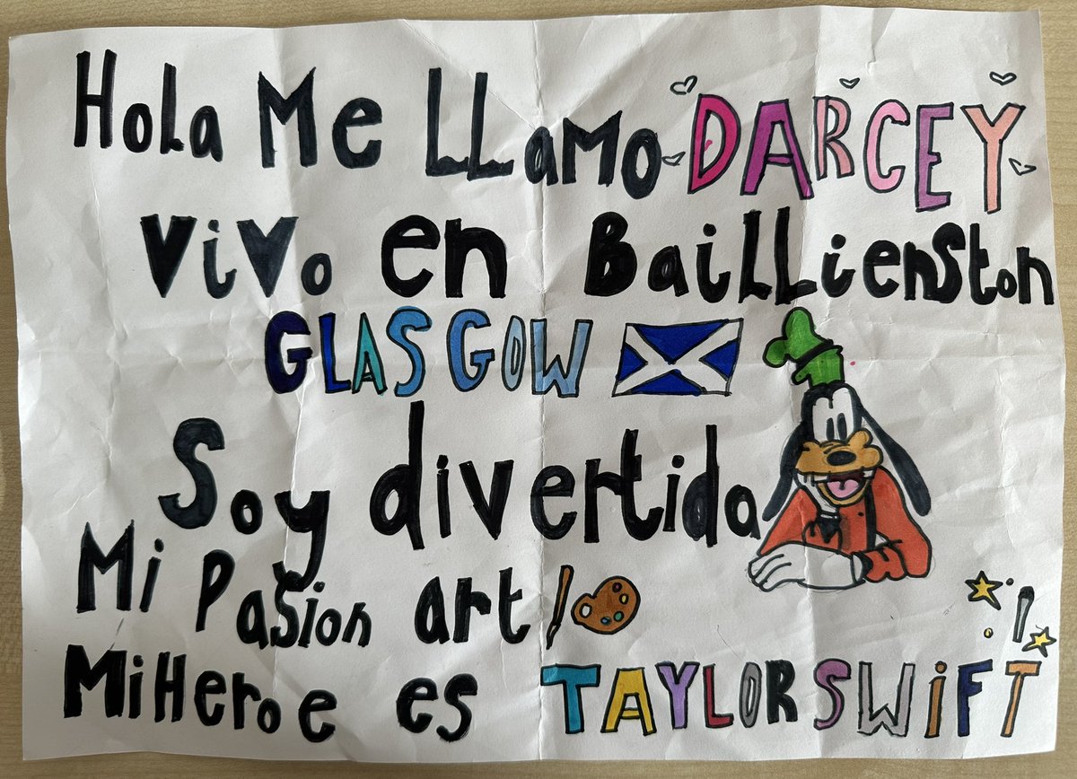 MrMWishart's tweet image. S1 are settling into Spanish really well. Really impressed with 1T3’s homework. Many of them presented their posters to the class in Spanish!! Great Spanish accents and amazing confidence! ¡Muy buen trabajo! 🇪🇸 #learninginFAITH