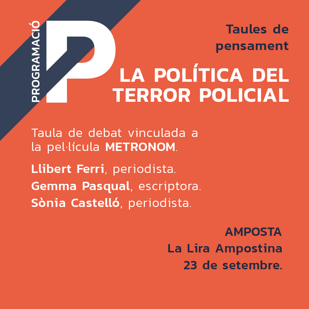Mostra FRONT (@mostrafront) on Twitter photo 🗨️Un #debat vinculat a la pel·lícula 𝑴𝒆𝒕𝒓𝒐𝒏𝒐𝒎 en el qual s'analitzarà el paper que la #policia juga a les nostres societats amb el periodista <a href="/LlibertFerri/">Llibert Ferri Mateo</a> i l’escriptora @GemmaPaqual, moderat per Sònia Castelló.
ℹ️ mostrafront.com
#cinema #repressió #Amposta 🗨️Un #debat vinculat a la pel·lícula 𝑴𝒆𝒕𝒓𝒐𝒏𝒐𝒎 en el qual s'analitzarà el paper que la #policia juga a les nostres societats amb el periodista <a href="/LlibertFerri/">Llibert Ferri Mateo</a> i l’escriptora @GemmaPaqual, moderat per Sònia Castelló.
ℹ️ mostrafront.com
#cinema #repressió #Amposta