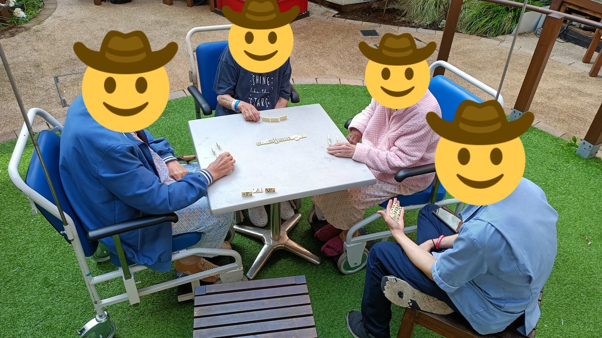 Playing Dominoes @ the Dementia Garden Ladywell Building