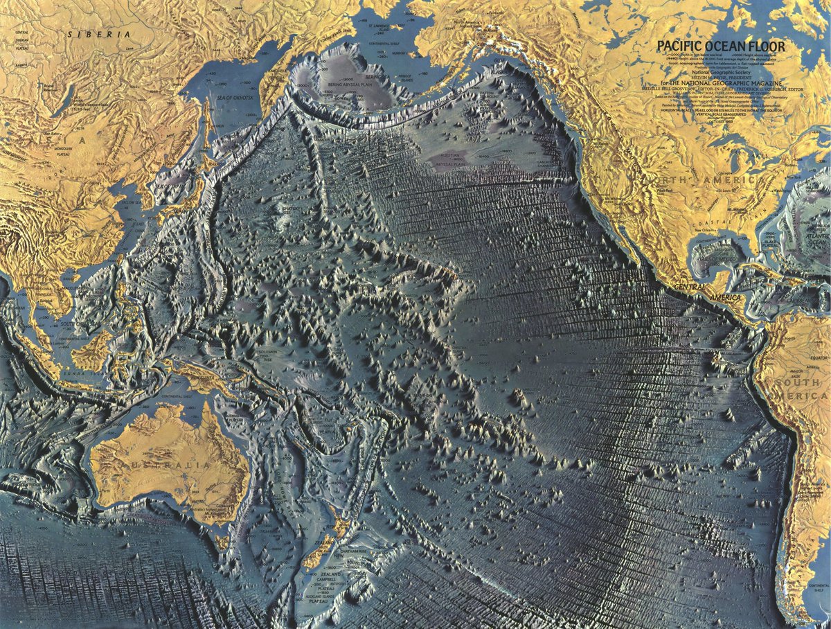 vintagemapstore's tweet photo. A detailed map of the pacific ocean floor (1969) https://t.co/Ps7US7Dddn