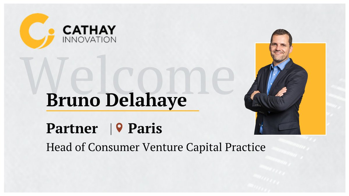 Welcome <a href="/BrunoDelahaye/">Bruno Delahaye</a> — former Silicon Valley #AI entrepreneur, Walmart #data exec &amp; CI's new Paris-based Partner 🎉
He'll be leading our #consumer #venturecapital practice, investing in #startups across EU, US &amp; Asia out of our €1B VC fund 🚀 More 👇

cathayinnovation.com/cathay-innovat…