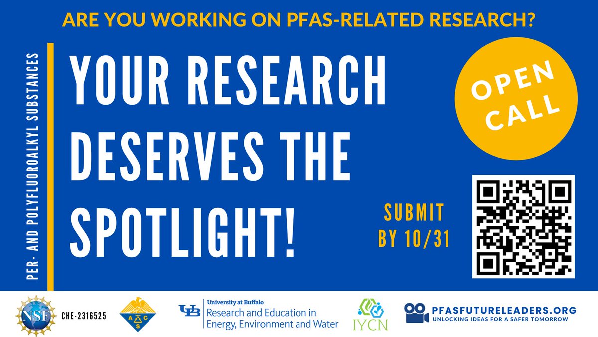 🚨Are you a researcher working on #PFAS #detection, #exposurescience, and/or  #solutions? We want to hear from you! Here is an opportunity to showcase your work in a 3-min video & a chance to win a 1-year ACS membership 🎉
🔗Learn more & apply here: ow.ly/8z5h50PITEW