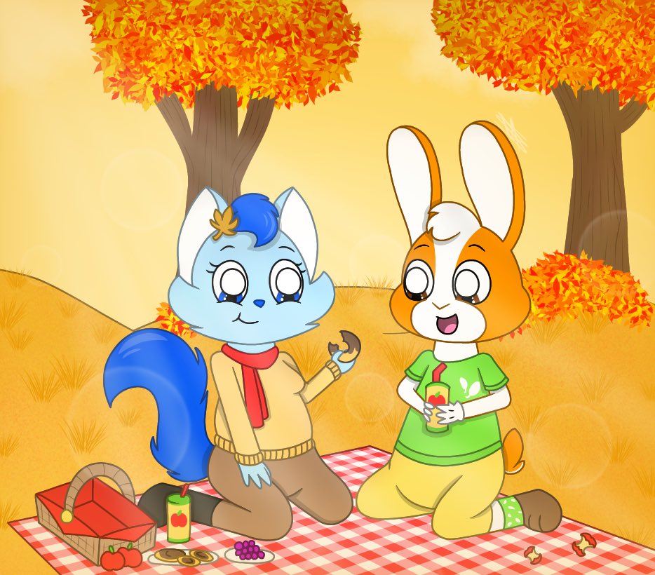 LunaKittyFox's tweet photo. Embracing the autumn season with Luna and Deev on a picnic
🍂
Deev belongs to @deevdarabbit
#fall #autumn #fallseason #fallaesthetic #autumnaesthetic #autumnseason #luna #deev #lunasapphire #furryart #furryartwork https://t.co/W2CCvA08qA
