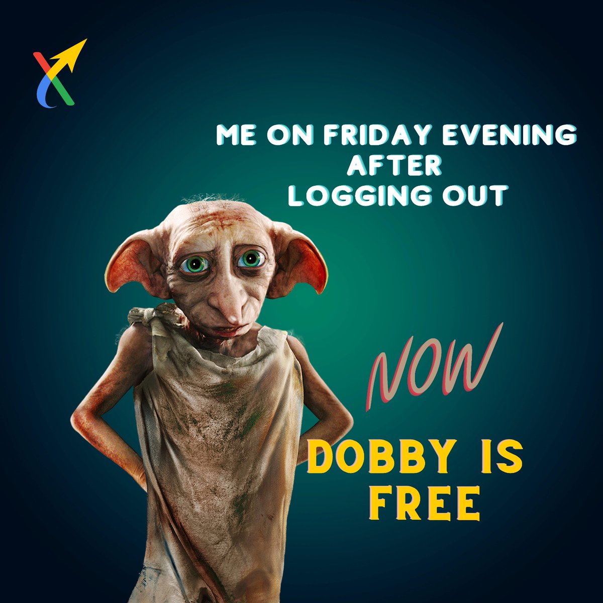 GrowthXIndia's tweet image. "📷 Fri-YAY Mood: Logging Off Like Dobby 📷📷
.
.
.
#fridayvibes #LoggingOff #weekendmood #GrowthXIndia #BrandingAgency #marketingmemes #digitalmarketingmemes #digitalmarketingagency #marketingagency #digitalmarketing