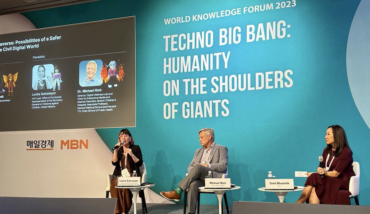 UN_EndViolence's tweet photo. At the #WorldKnowledgeForum we reinforced the need to prioritize children’s safety in all development processes including in the training of AI when interacting with children
Technology can harm children but also help protect them if we put in the effort
@Roblox @DigitalWellLab https://t.co/VtRhG8rte1