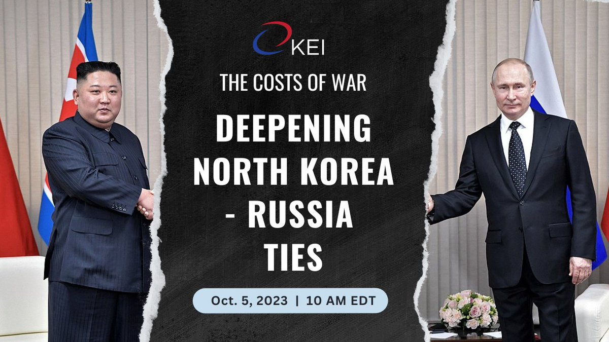 📅 Oct. 5 at 10 AM ET What does deepening 🇰🇵 -🇷🇺 ties mean for geostrategic competition in Northeast Asia, the war in 🇺🇦, and the future of UN sanctions? Join us for a discussion with @rachelminyoung1, @clintwork1, Troy Stangarone & Hanbyeol Sohn. 📩 bit.ly/3Rj7f7u