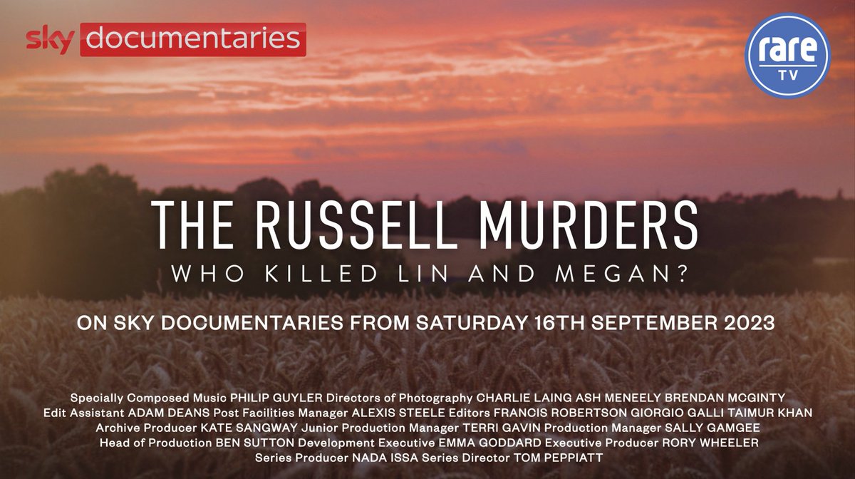 Available tomorrow (16/09) on Sky Docs  – 
“The Russell Murders: Who Killed Lin and Megan?”

This documentary will re-examine one of the most shocking and brutal crimes of the 90s, and ask whether the man found guilty could be innocent

Client: <a href="/RareTelevision/">Rare Television</a> 

#TrueCrime
