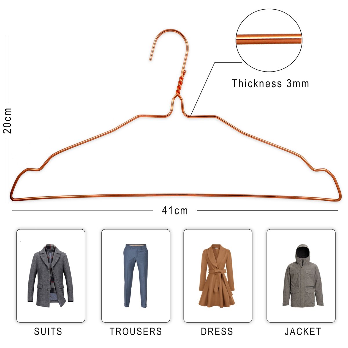 Closet chaos, meet its match! Crafted from sturdy stainless steel, our Rosegold Heavy Duty Hangers ensure your clothes remain wrinkle-free and stylishly displayed. See how they keep your clothes in shape and style. 🧥💙 #StylishSolutions #ClosetGoals #EleganceInEveryHanger