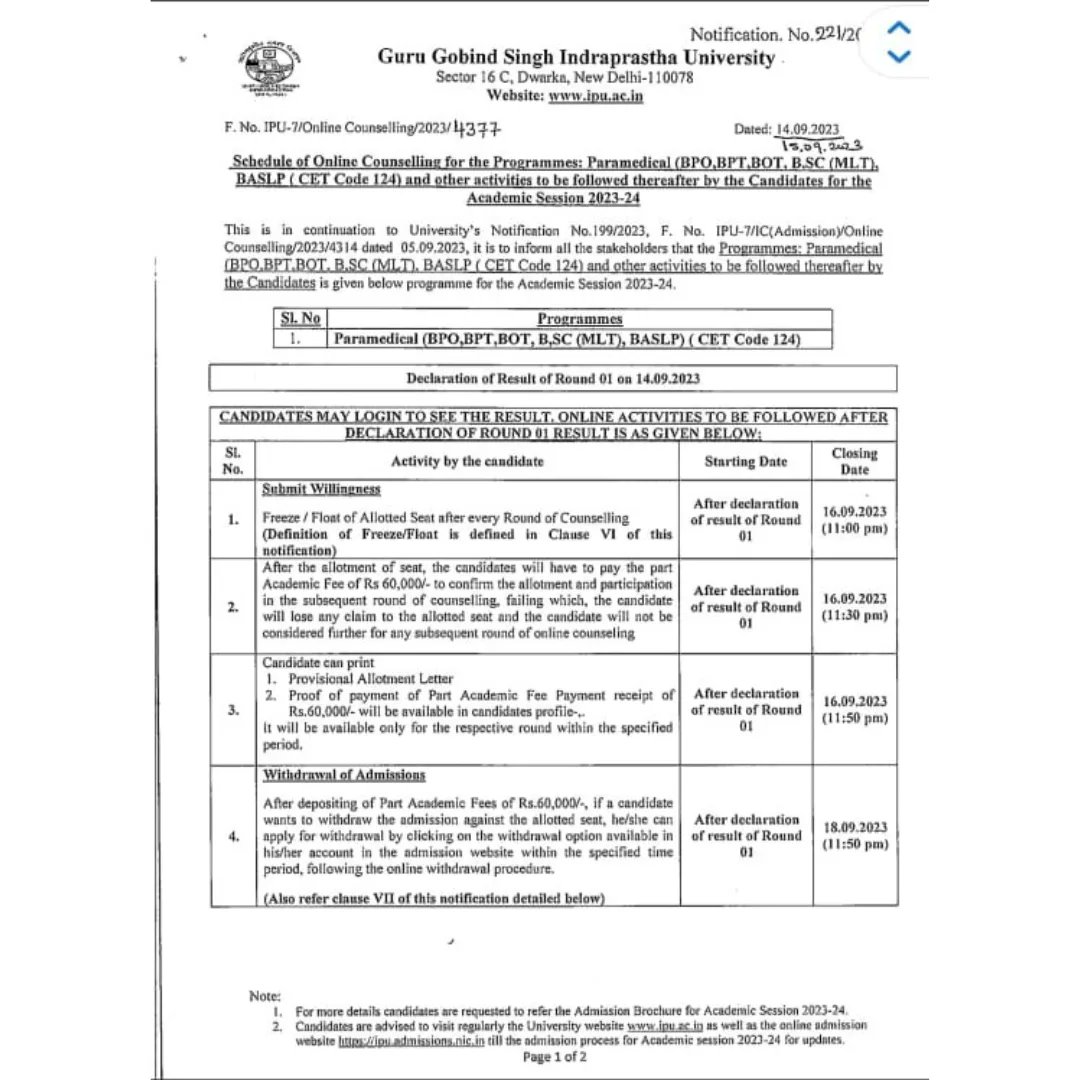 BanarsidasP's tweet image. Schedule of online Counselling for BPT Program for academic session 2023-24.

#admission #ggsipu #bcip #bptadmission #bpt #mpt