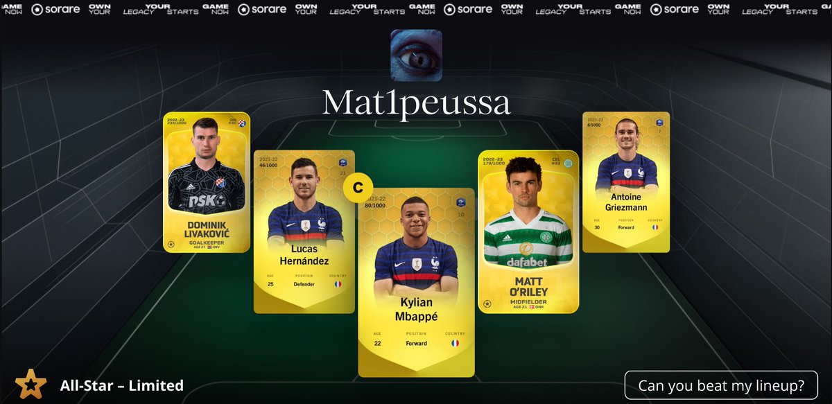 mat1peussa's tweet photo. #Sorare
Voici mes 4 équipes principales pour la #GW407 sur 35 alignées
Good Luck à tous
Si toi aussi tu veux rejoindre l'aventure Sorare et obtenir une carte gratuite clique ici :
➡️ https://t.co/2YxVmFXdkL https://t.co/DSHpy1MNSc