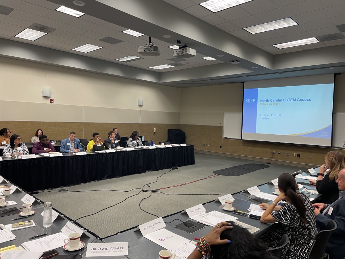 Hunt_Institute's tweet photo. Next up, @DrSPruitt sets the stage for the working group members, discussing the importance of STEM education and its impact on the future workforce. #NCSTEMAccess https://t.co/rcyhqmpGYQ
