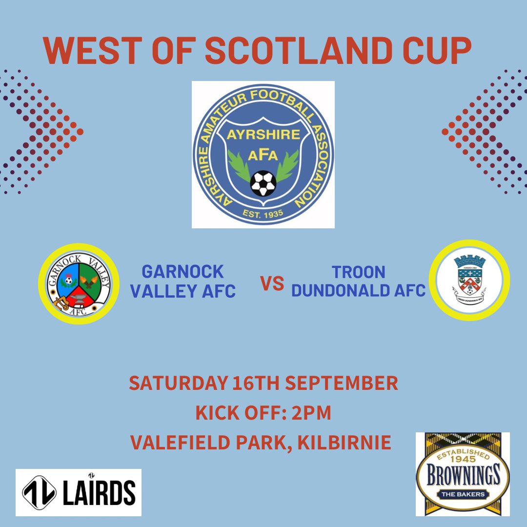This weekend we travel to Garnock Valley AFC in the West of Scotland Cup 🏆 ⚽️