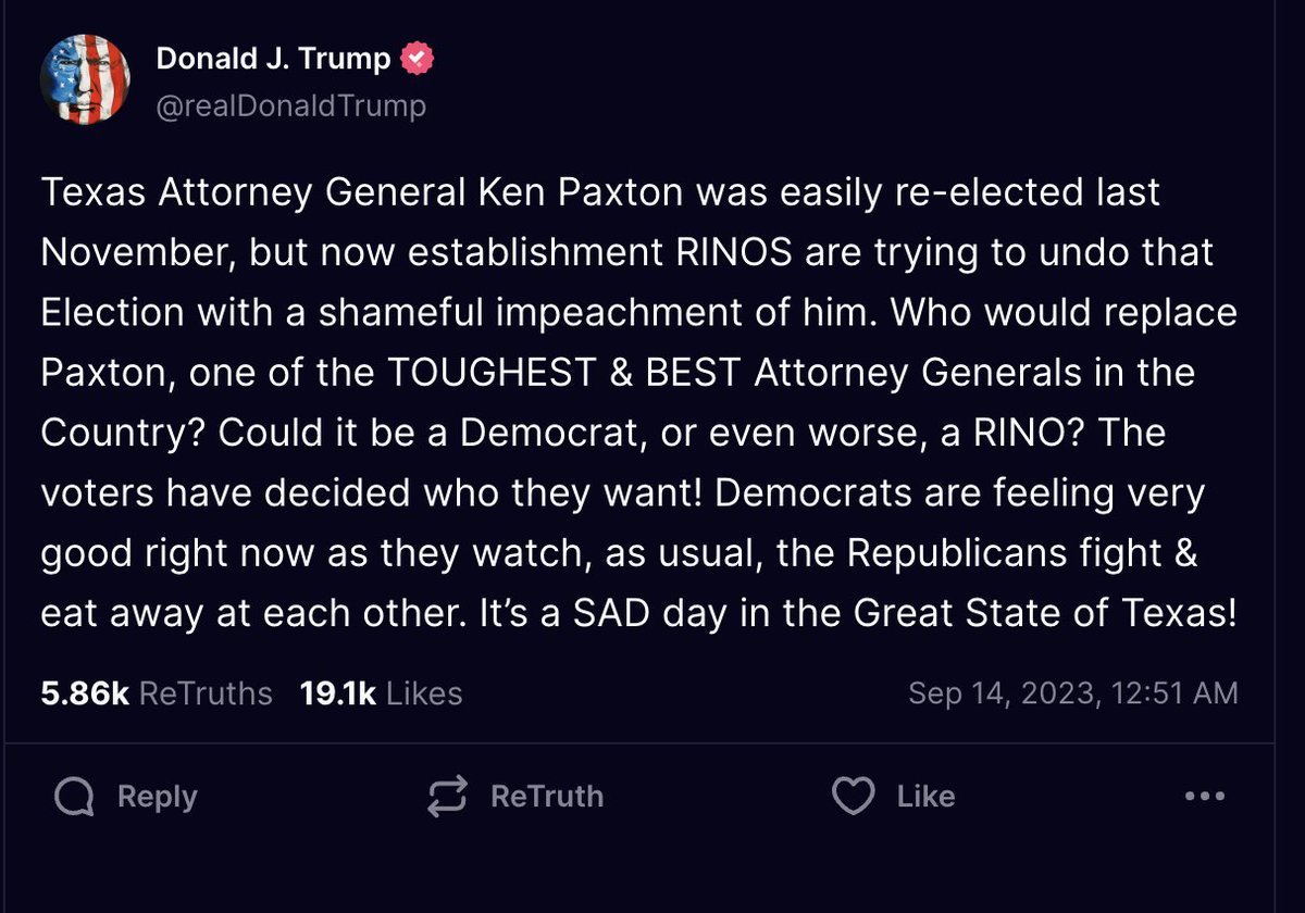 On @14thWatch, I highlighted Trump’s recent defense of Texas AG Ken Paxton during his impeachment trial: “The voters have decided who they want!” It's a convenient way to avoid hard choices re: Paxton, Trump and others, and a far cry from a democracy should function.