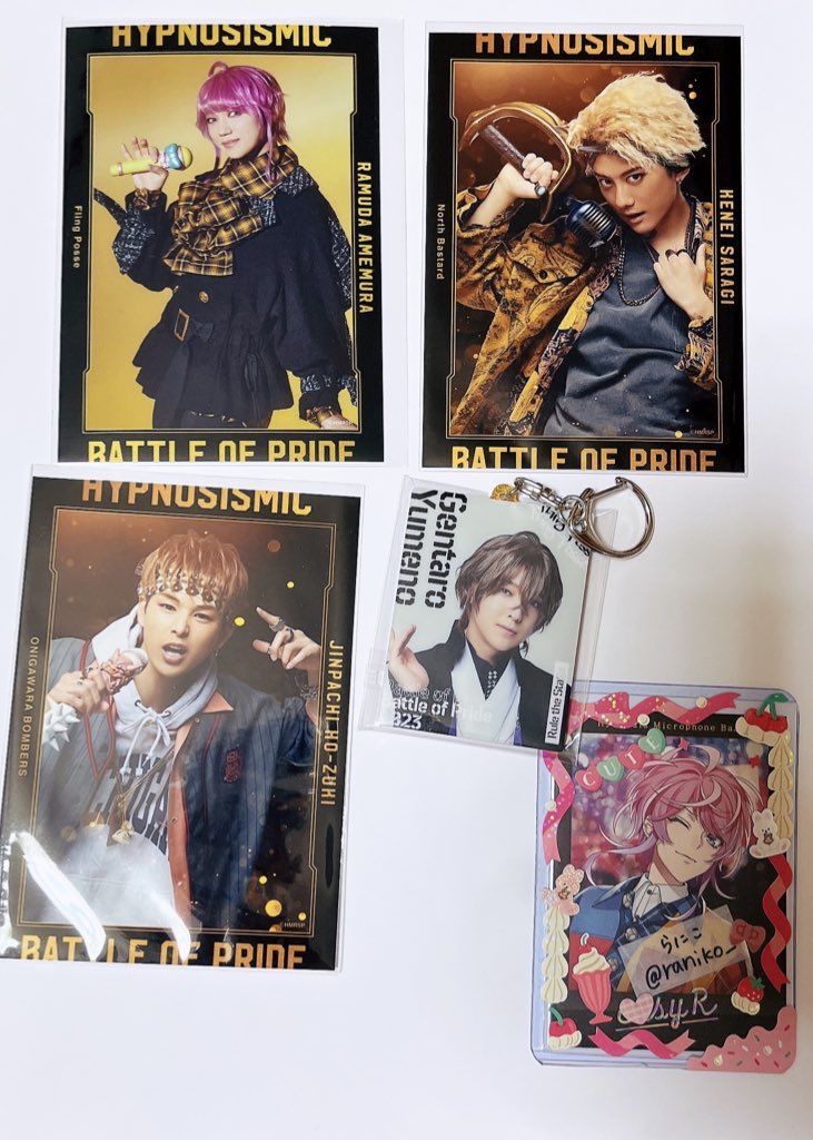 raniko_'s tweet photo. 【交換】ヒプステ BoP ランブロ アクスタ キーリング

譲〉
ランブロ：乱数、蛇穴、甚八
キーリング：幻太郎、
アクスタ：道四郎、遼太郎

求〉
ランブロ：帝統A
キーリング：二郎、帝統
アクスタ：三郎

郵送希望。検索からでもお気軽にお声がけください！ https://t.co/3FSvFSjQGD