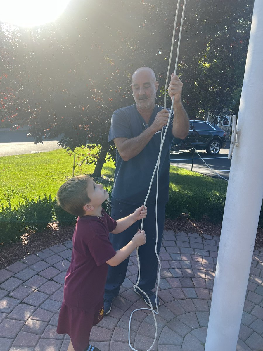 Thank you Thomas for helping Mr. Esposito with our flags!