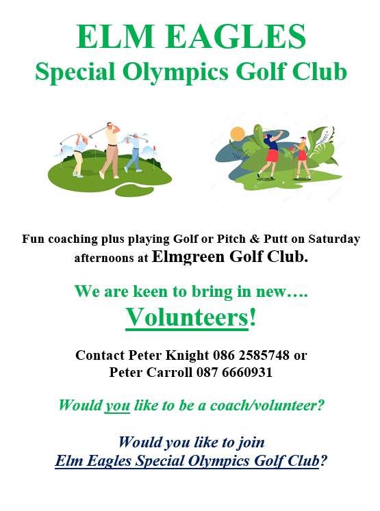 Special Olympics Eastern Region (@soeastern) on Twitter photo Elm Eagles Special Olympics Golf Club are looking for new volunteers! If you are interested in volunteer please get in touch 🏌️♀️ <a href="/SOIreland/">Special Olympics Ireland</a> <a href="/GolfIreland_/">Golf Ireland</a> Elm Eagles Special Olympics Golf Club are looking for new volunteers! If you are interested in volunteer please get in touch 🏌️♀️ <a href="/SOIreland/">Special Olympics Ireland</a> <a href="/GolfIreland_/">Golf Ireland</a>