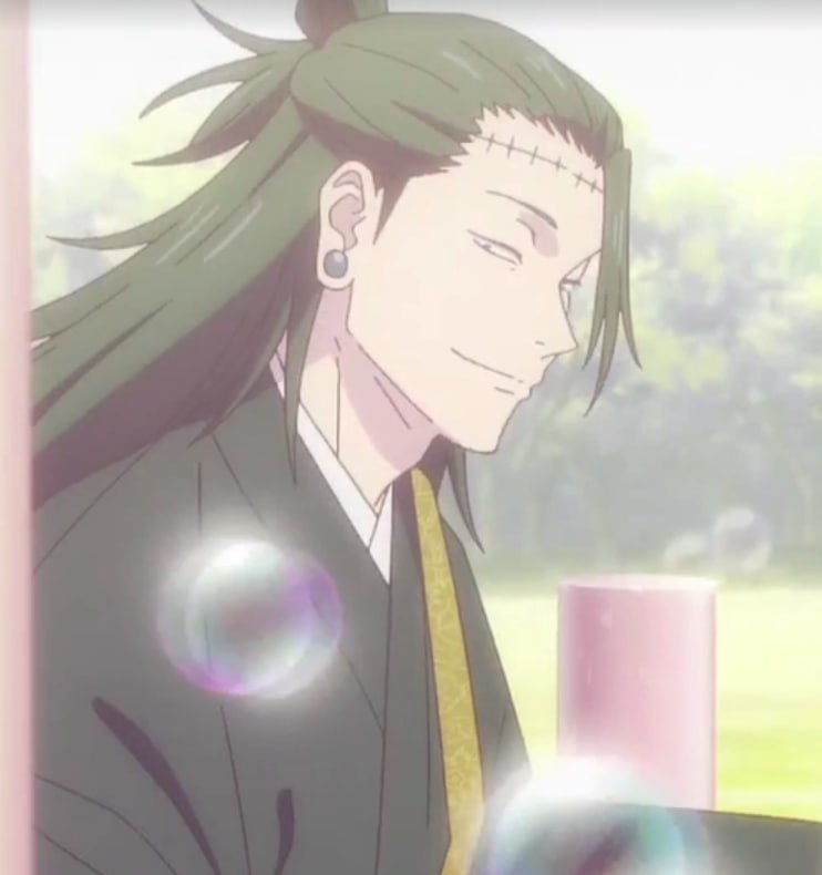 getosfav's tweet photo. This scene is funnier when you realize nobody can see the cursed spirits so all they see is this grown man blowing bubbles and talking to himself 😭 https://t.co/iFRhUmwWpf