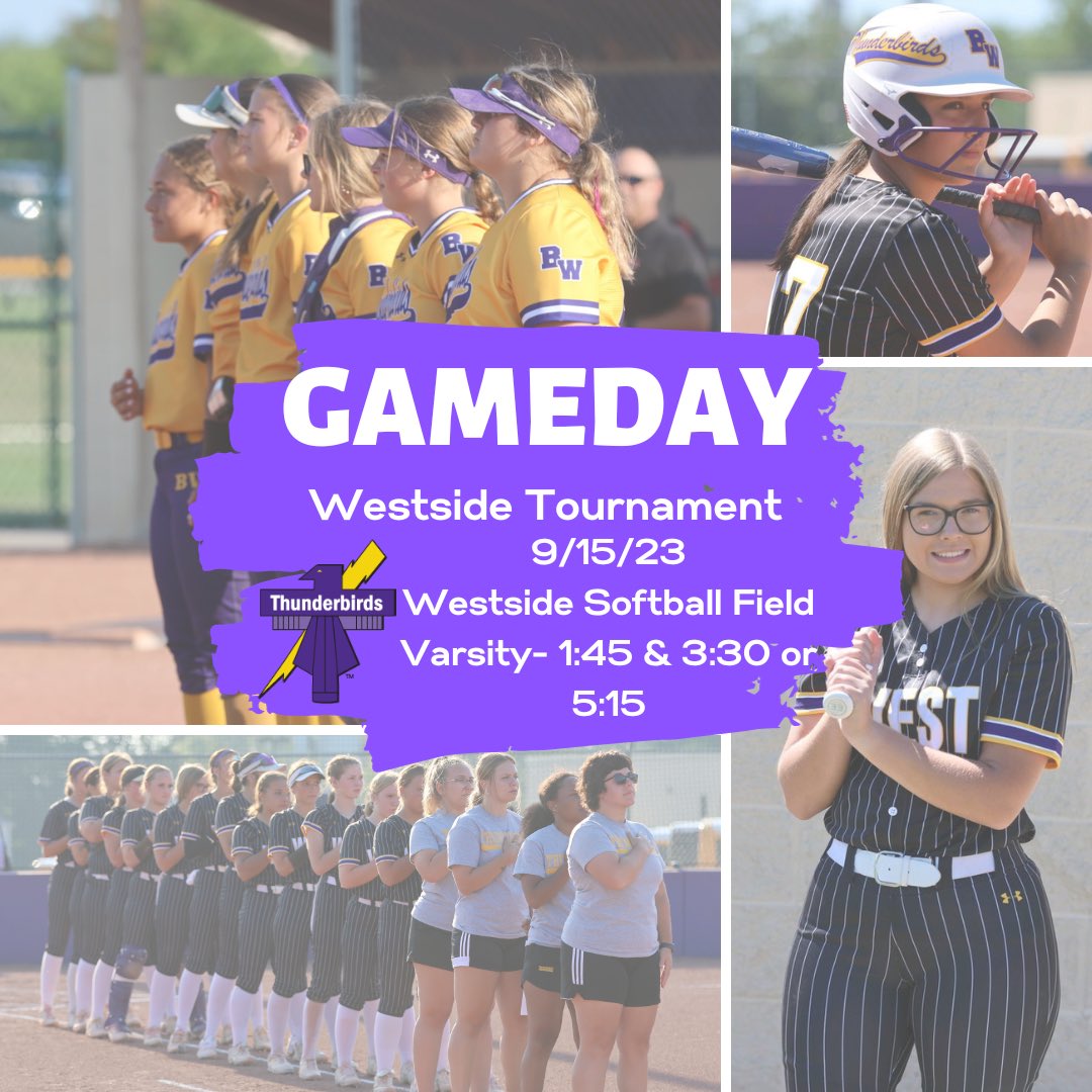 GAMEDAY!! Westside Tournament on tap today and tomorrow! Let’s keep it rolling!! #ownit🌩️🦅🥎 📍Westside Softball Field ⏰ 1:45 vs Westside ⏰ 3:30 or 5:15 vs TBD 💻 GameChanger