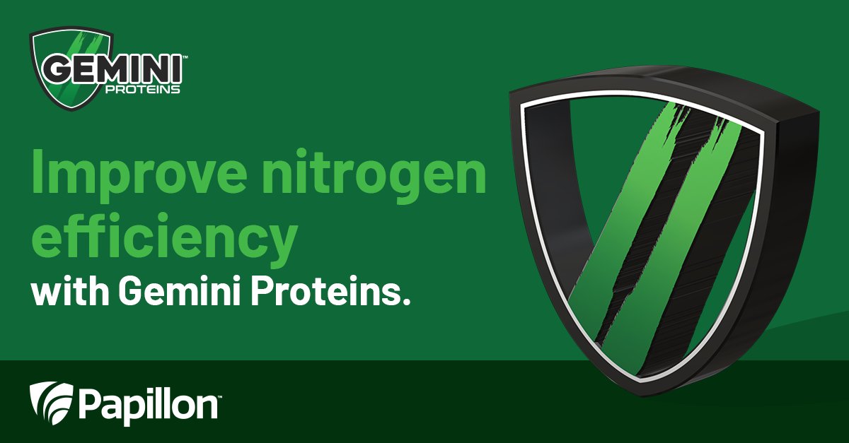 Feed efficiency and farm sustainability go hand in hand. Feeding Gemini Proteins™ prevents over/under feeding valuable nutrients, so you get the most from your rations and budget. See how it works at papillon-ag.com/products/gemin…