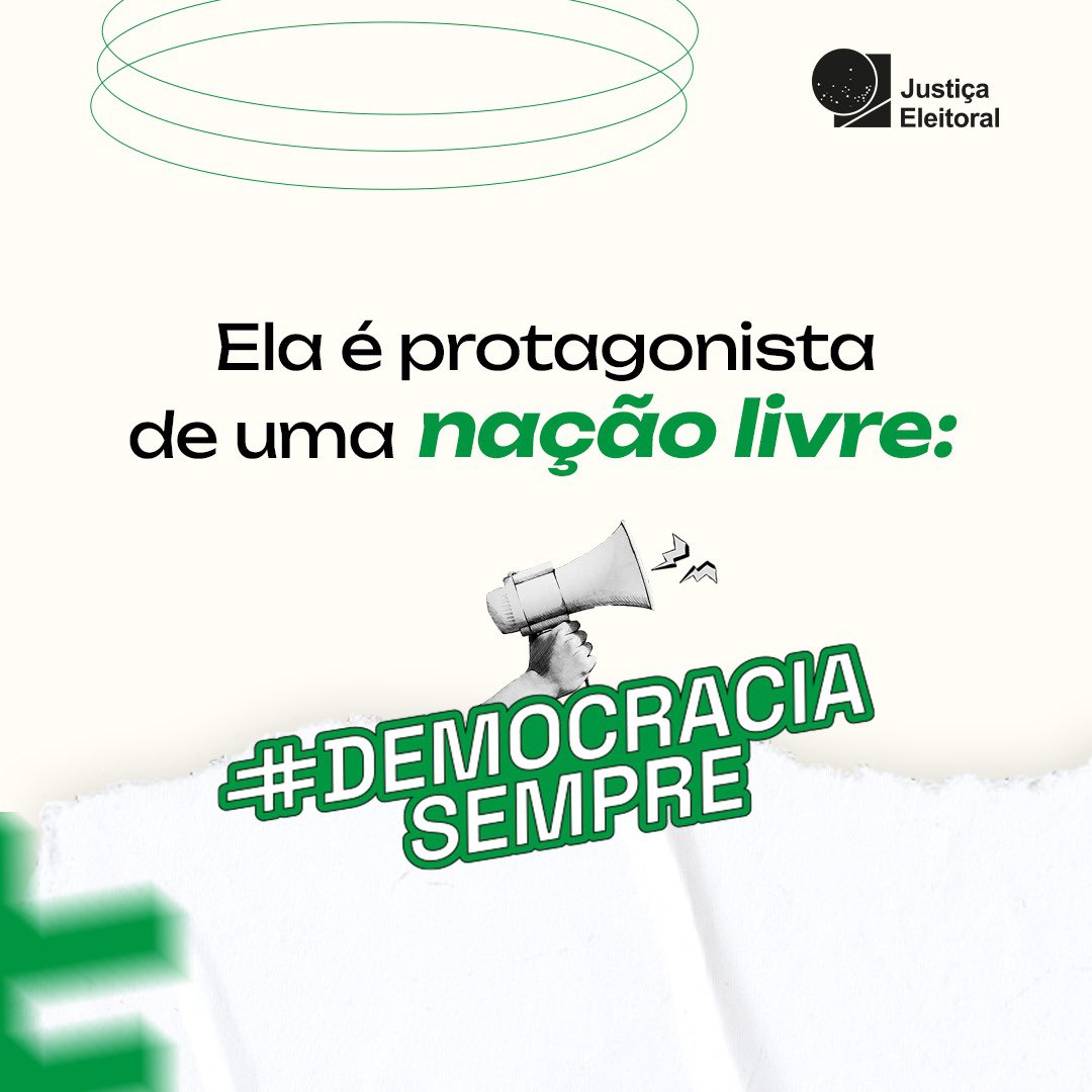 Pela justiça social e o respeito à decisão da maioria e a livre expressão das minorias.
 #DemocraciaSempre