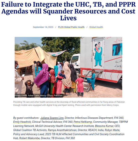 tb_ppm's tweet photo. Ahead of the #UNHLM we highlight the need to break down silos and use the #EndTB #PPPR #UHC discussions to integrate and have bold commitments & targets for systems change for people at #PHC.
@PLOSGPH
https://t.co/qnqtX0ZiF4 https://t.co/xmRvwoPo5L