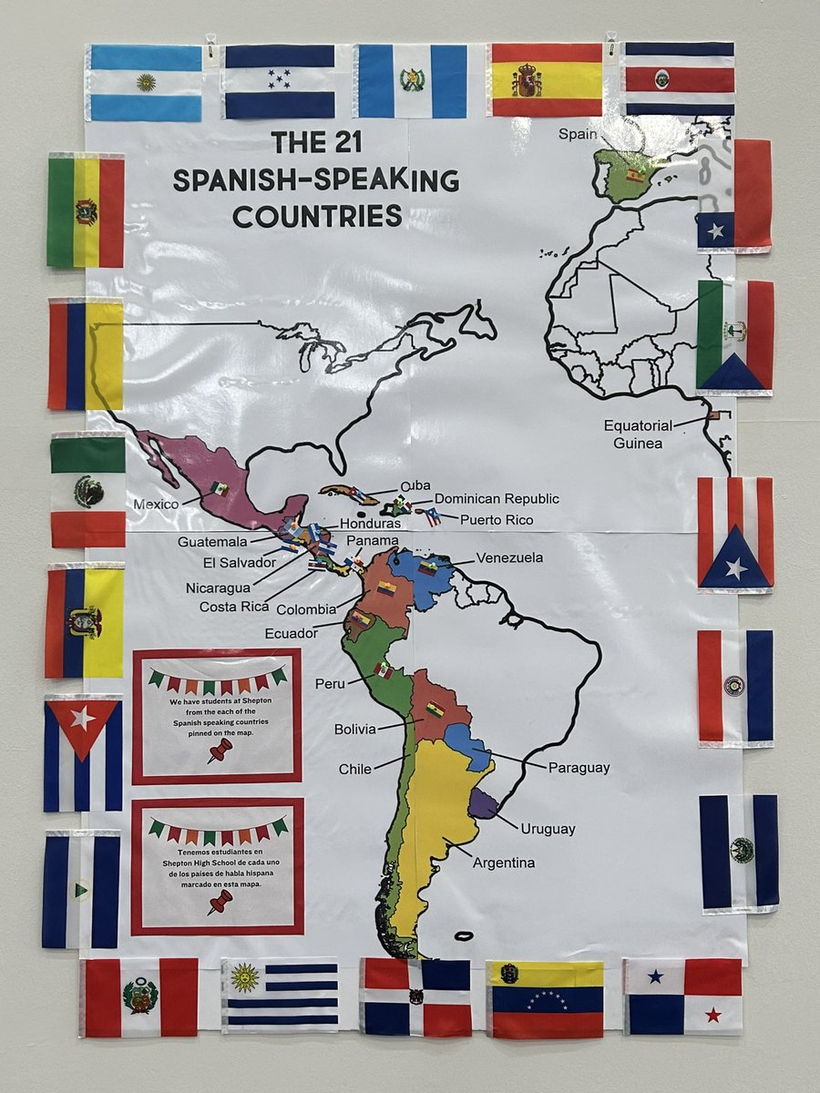 SheptonWolfpack's tweet photo. It’s Hispanic Heritage Month, and we are excited that we have students from 15 of the 21 Spanish speaking countries! #morethanascore #LevelUpPlanoISD https://t.co/XHWzXuIzlU