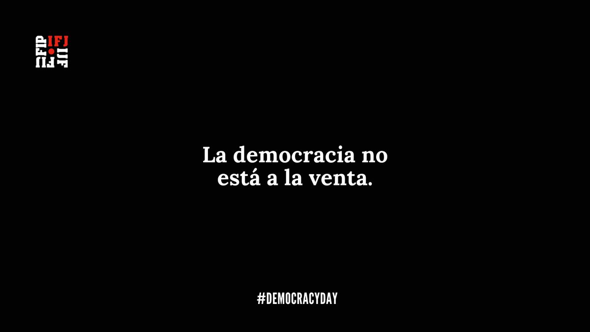 #DíaDeLaDemocracia En el Día Internacional de la Democracia, recordamos a los gobiernos del mundo que la democracia no está en venta y que la libertad de prensa debe estar libre de cualquier forma de violencia, intimidación y corrupción  

#DemocracyDay