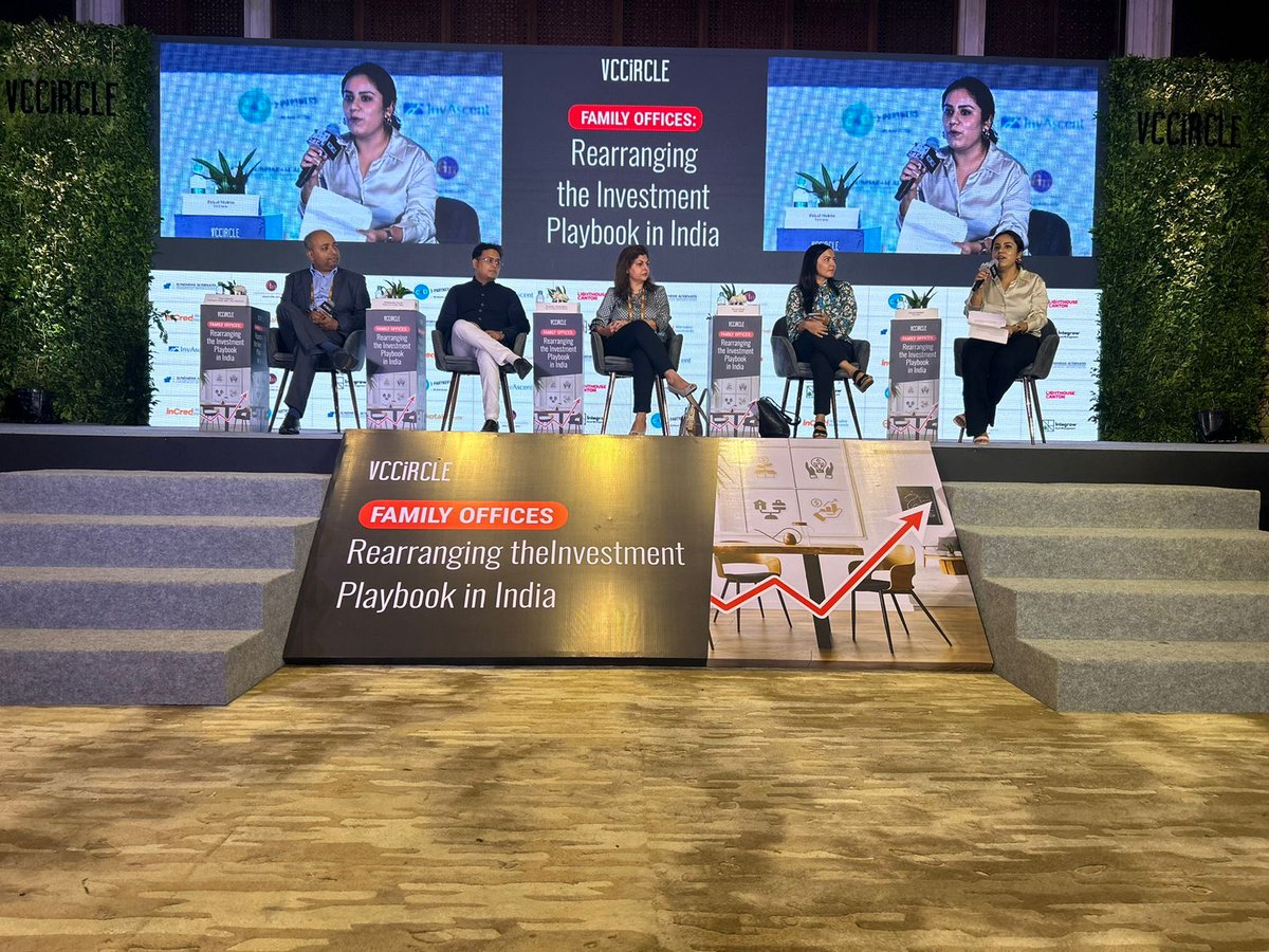 vccircle's tweet photo. Embracing the Future: Family Offices on the Rise! ๐
In frame -ย Nitai Utkarsh, Siddhartha Saraf, Benaifer Malandkar,ย Navjot Kaur, andย Priyal Mahtta at the @vccircle #FamilyOfficeSummit
#VCFamilyOfficeSummit23 #WealthStrategies #ExpertPerspectives #FinancialSuccess #VCCircle https://t.co/rvLia3p17s