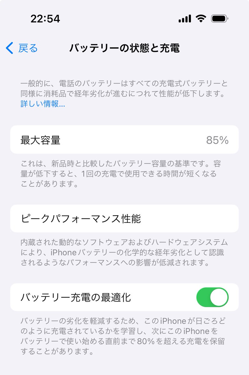 iPhone 14 Pro系のバッテリ劣化についてだけど、自分だけ（現時点で85