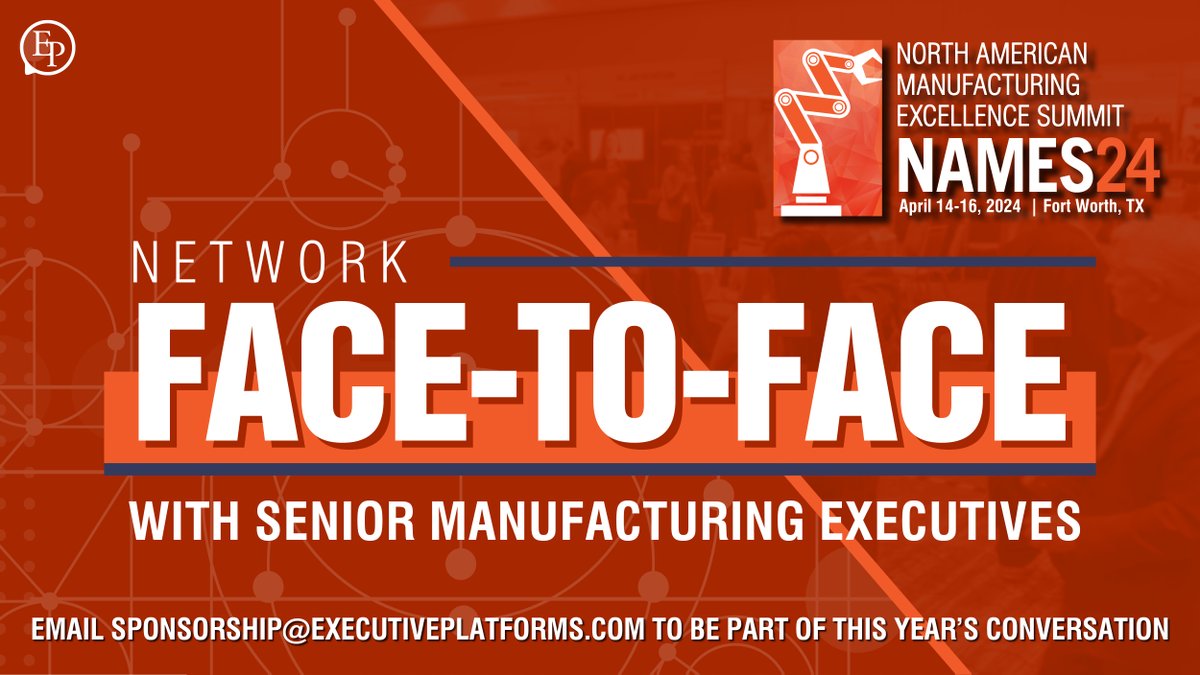Meet face-to-face with senior manufacturing executives at #NAMES24 in a variety of settings. Our event features pre-arranged one-to-one meetings, workshops, themed lunch discussions and networking opportunities!

Learn more at bit.ly/48uo7hZ

#NAMES #Manufacturing