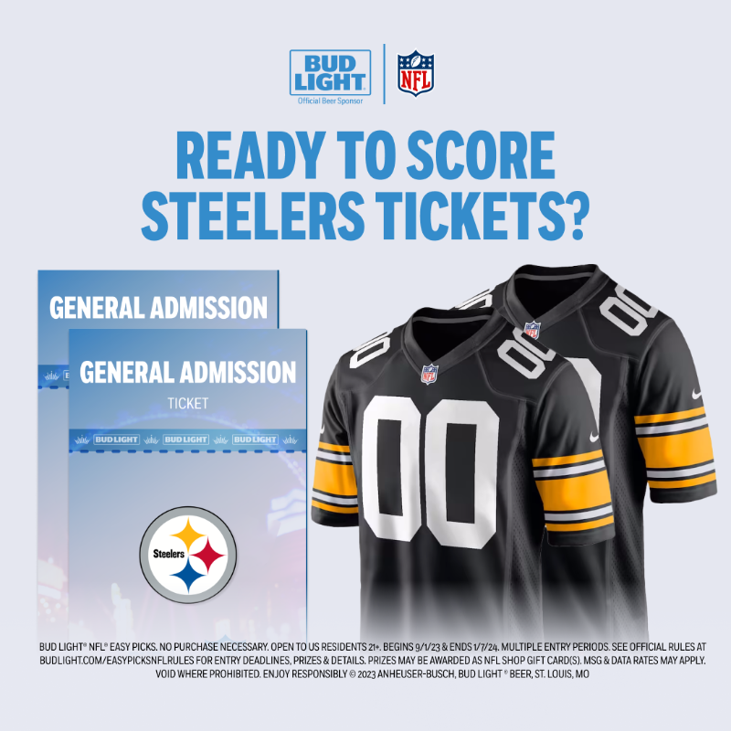 Pittsburgh Steelers on X: 'Get ready for Easy Picks, the ultimate pick 'em  game with weekly prizes by @BudLight and the @NFL. Make picks, earn points,  and you could score team gear,