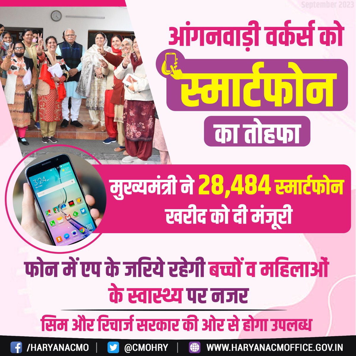 आंगनवाड़ी वर्कर्स को स्मार्टफोन का तोहफा

मुख्यमंत्री ने 28,484 स्मार्टफोन की खरीद को दी मंजूरी