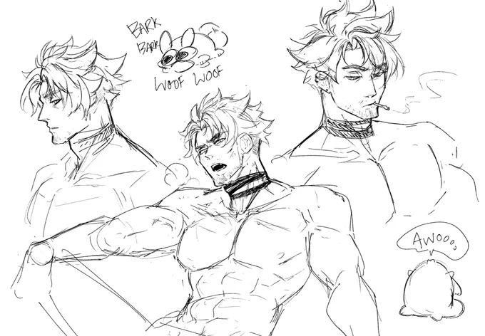 Wriothesley sketches to tide me over while I SCREAM I wanna finish these up bc I need to contribute to the sexy stubble agenda 😭 