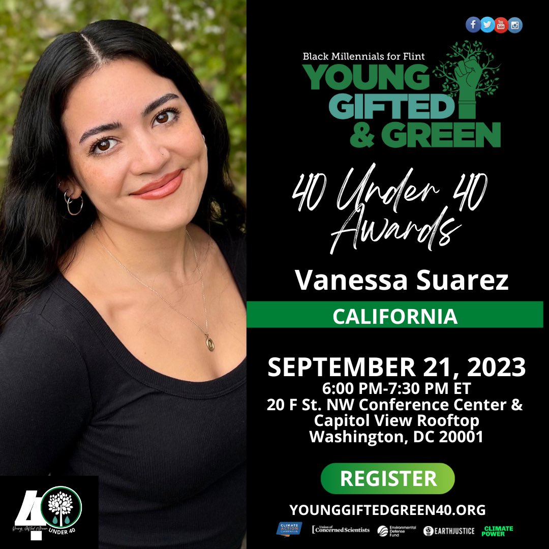 I’m so honored and excited to be a 2023 Young, Gifted & Green Awardee presented by @BM4Flint during Congressional Black Caucus ALC 9/21/23 in Washington, DC. #YoungGiftedGreen

Huge gratitude to my parents, @carbon_180, and the communities I grew up with. 💚