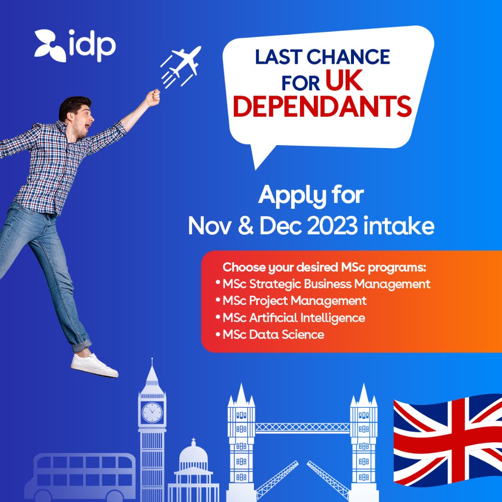 IdpPakistan's tweet image. Hurry! Last chance to apply for Nov/Dec 2023 Intake in the UK with your dependents. Don't miss out on this opportunity. Apply now to secure your spot!
🔗 srkr.io/6175DyH

#UKBound #LastChance #UKDependentVisa #StudyUK