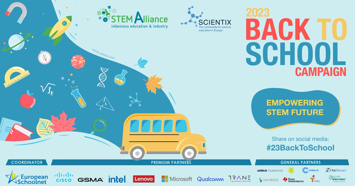 scientix_eu's tweet photo. 🤩 We can’t wait to share the new exciting #23BackToSchool Campaign - Empowering #STEM Future! 🔥🎒
⏰ Don’t miss out on upcoming webinars and a competition from with the @stemalliance_eu and @scientix_eu!
🔜 https://t.co/XjtJrATYf9 https://t.co/ApfdPNzeMH