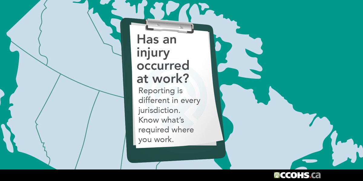 CCOHS's tweet photo. Has an injury occurred at your workplace? Learn about your reporting requirements in your jurisdiction: https://t.co/soKTwTMgzI
#HealthAndSafety #InjuryReporting #SafeWorkplaces https://t.co/AXJvw6mJG0